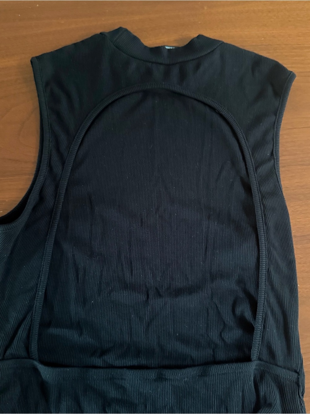 Women’s Black Ribbed One-Piece Bodysuit - Picture 3 of 7
